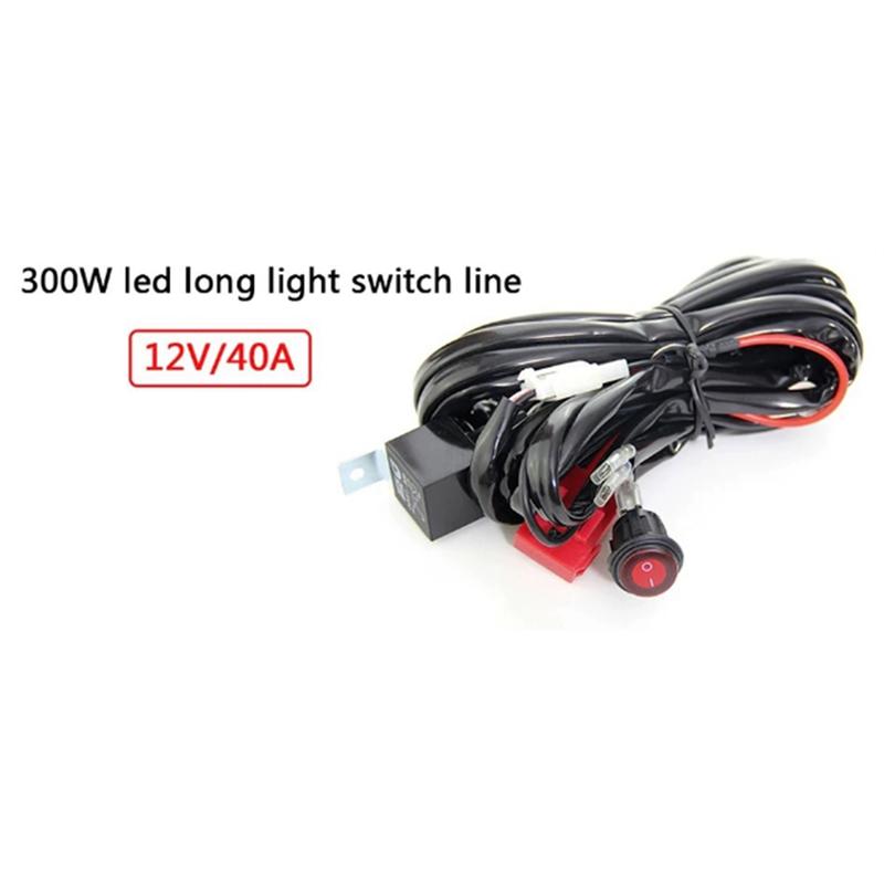 A58X-Motorcycle 300W LED Light Bar Wire Harness 12V 40A Light Bar Wire Harness Waterproof On/Off Switch Round Switch