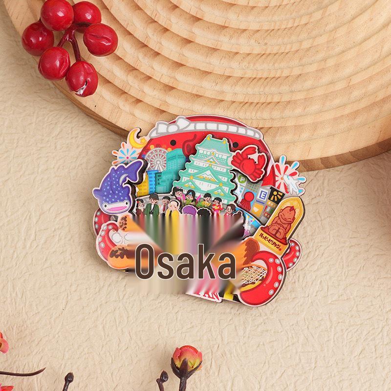 Japanese Epoxy Wood Refrigerator Magnets - Cute Cartoon Cultural Souvenirs, Soft Magnetic