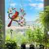 Durable Wall Hanging 1/2Pcs Acrylic Red Bird Decoration, Standing on Flower Ornament Branch Ornament, Indoor Outdoor Window