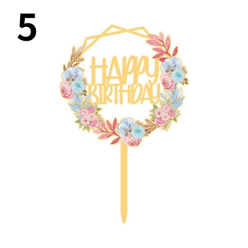 Top Birthday Wedding Cake Dessert Decoration Gold and Silver Party Cake Inserts Acrylic Flower Cake Decoration Cake Topper