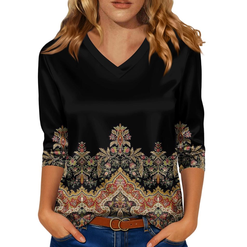 Kadınlar İçin Şık 3/4 Uzun Kollu Gömlekler İş Günlük Kıyafet Üstleri