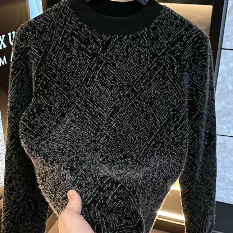 

Men s European Style Long-Sleeve Round Neck Casual Top with Velvet - Autumn/Winter Collection 5XL сірий колір