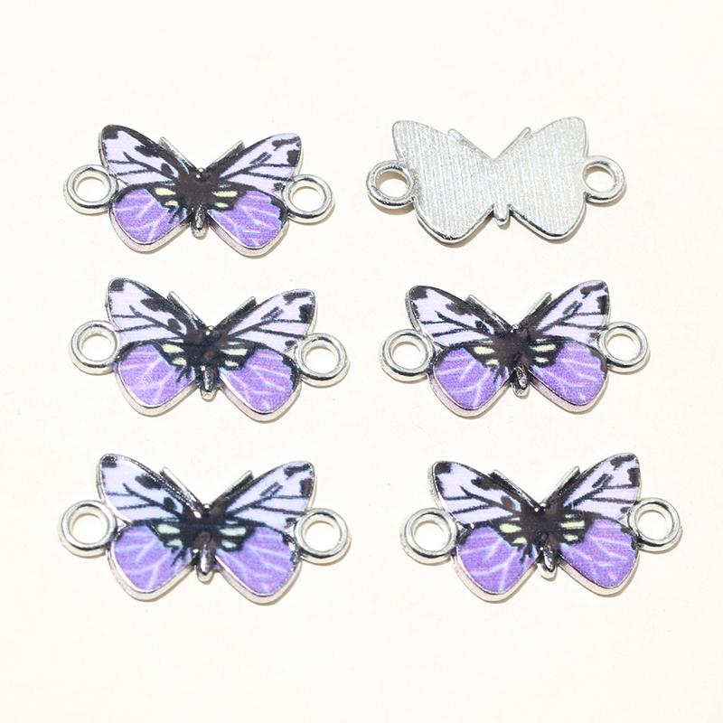 10pcs 14x16mm Acrylic Butterfly Charms Alloy Metal Charm Pendant For Necklace Bracelet DIY Jewelry Making Accessories Findings