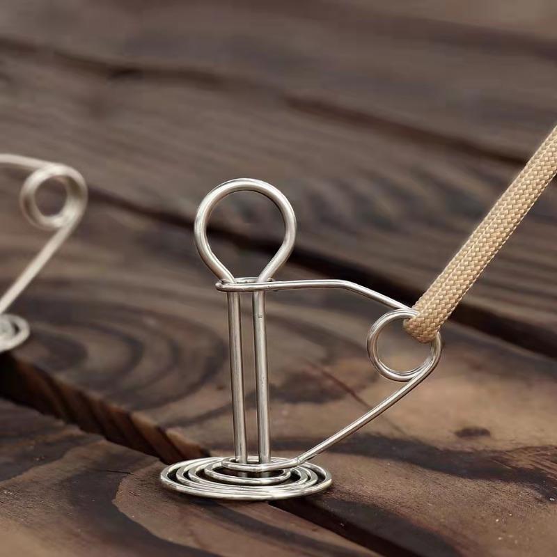 Pack of 10 Spring Deck Pegs Rope Buckles Portable Stainless Steel Windproof Retractable Awning Tent Stake Hooks Camping Tool