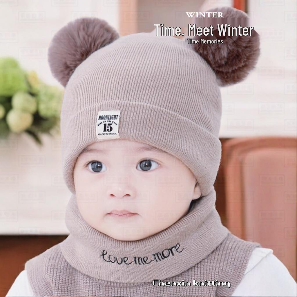 Knitted Pompon Hat for Children, Baby Warm Ear Protection Hat, Customizable Styles