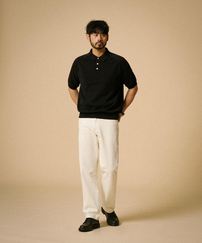 Ledeutoneido Retro Knitted Polo Shirt Black