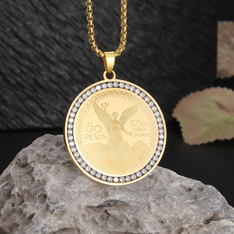 Angel Wings Mirror Photo Memorial Pendant Inlaid with Ice Crystal Zirconia Necklace Couple Trendy Jewelry Birthday Gift