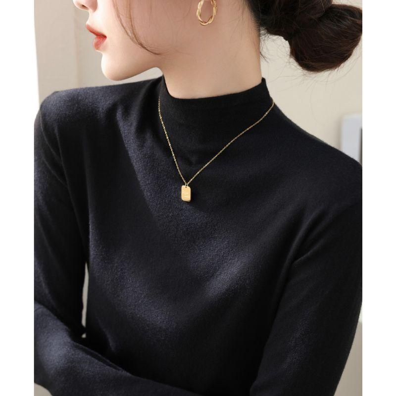 

Classy Gray Idle Style Inner Soft Glutinous Bottoming Shirt Black M [Suggested 50.00 kg-55.00 kg]]