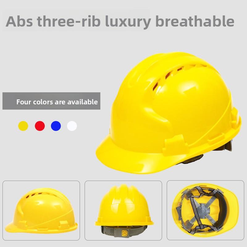 Construction Site Helmet Manufacturer National Standard Abs Thickened Three-bar Breathable Protective Helmet Printing Construction Site Helmet