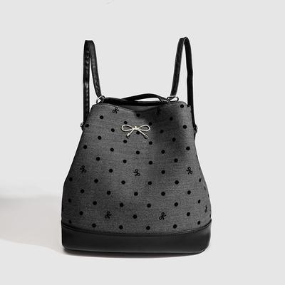 Commuter Student Tote Bag Polka Dot Bow Backpack Niche One-Shoulder Tote Bag