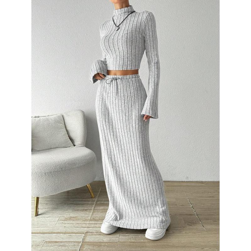 

Women S Simple Casual Fashion Suit Spring/Summer New Versatile Commuting Knit Two-Piece Set S белый