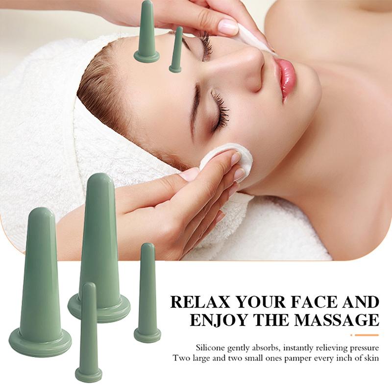 Silicone Vacuum Cupping Massage Jars Anti Cellulite Massage Facial Suction Cups Face Neck Lift Skin Scraping Guasha Anti Wrinkle