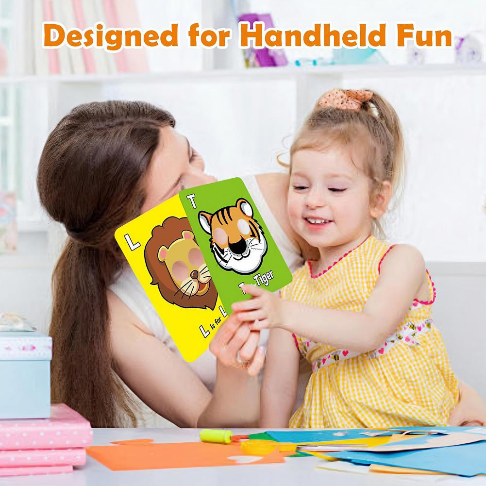 26 PCs Colorful Alphabet Mask Cards with Animal Masks Educational Learning Games Letter Cards for Toddler Preschool Learning