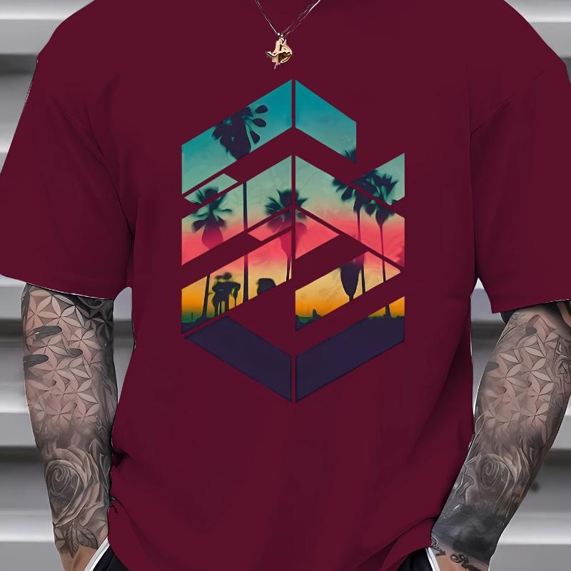 

Men s summer short sleeve printed T-shirt XL коричневий