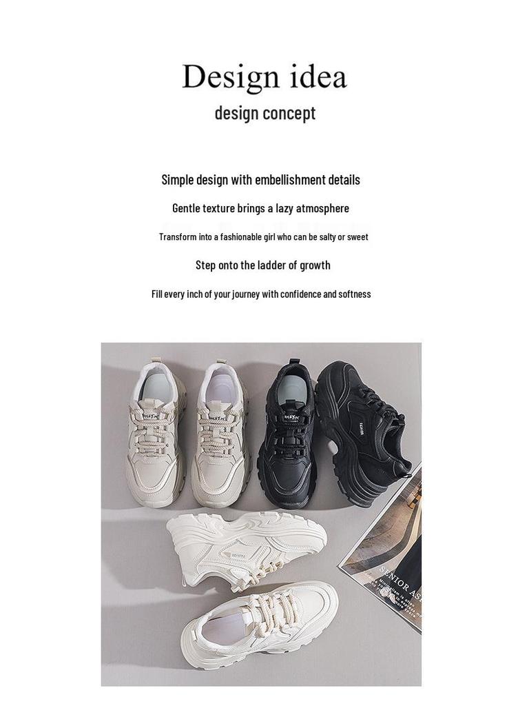 Autumn 2024 Women's Dad Sneakers - Korean Style, Versatile Thick Sole, Casual Student Shoes
