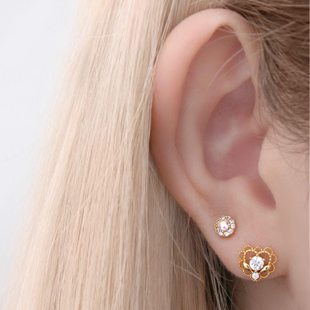 [1+1] Surgical Pin Cubic Piercing Petite Aurora 3 Types, Choose 1, One Side Sale