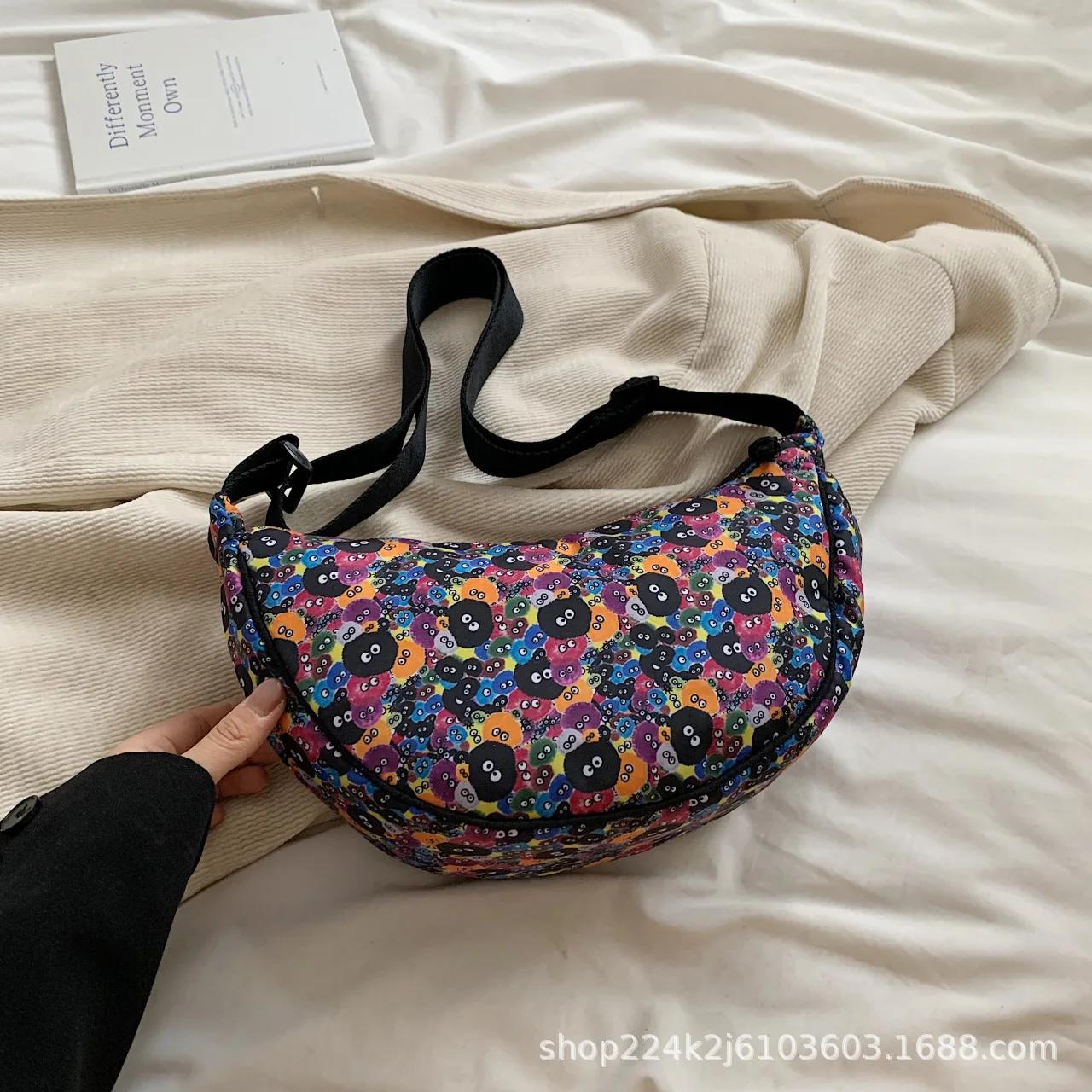 

Новая сумка-мессенджер с принтом и хлопком, женская модная нейлоновая сумка через плечо, универсальная легкая повседневная сумка-пельмень