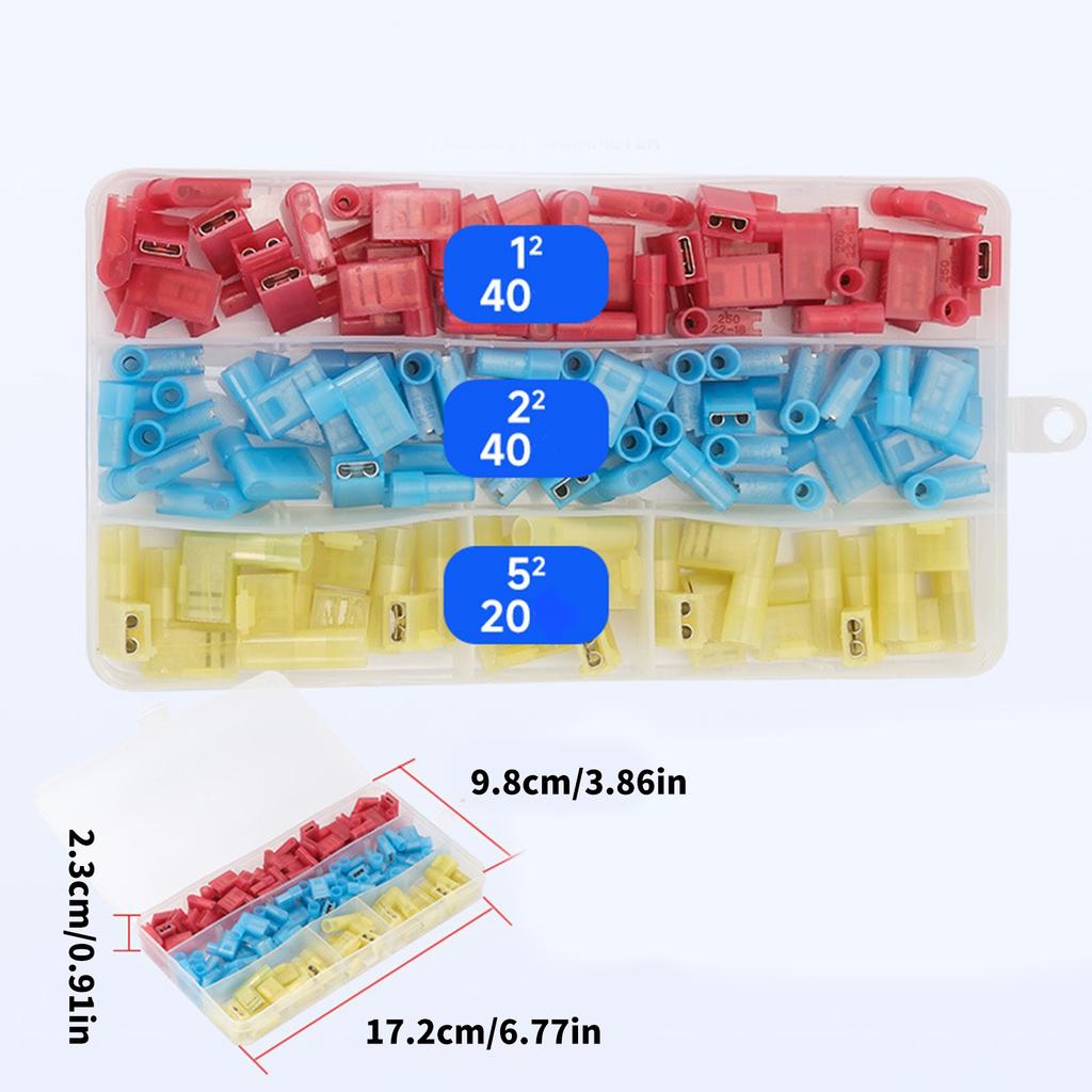 80Pcs Right Angled Spade Connectors Set With Crimping Tool for 22 10AWG Wire Nylon Insulated Flag Terminals Assortment