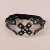 Donna Sexy Roccia Anello Rotondo Passante Elastico Forma a X Cintura in Pelle Accessori Gamba Harness Ragazza Goth Nero Gotico Punk Giarrettiera Coscia