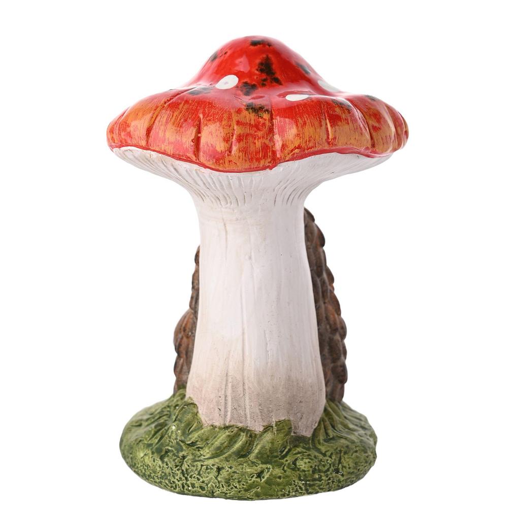 Country Living Hedgehog Holding A Pinecone On A Toadstool