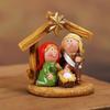 Cartoon Nativity Scene Resins Miniature Statues Tabletop Decors Christmas Figurines For Holiday Display Ornament Gift