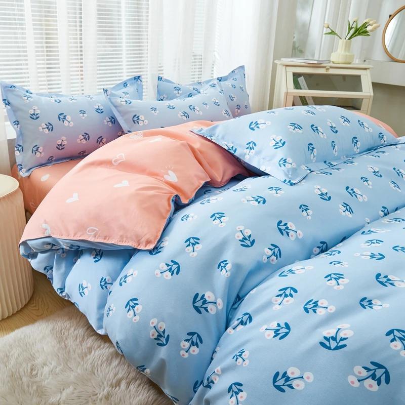 Single Duvet Cover Printed Red Quilt Cover Thickened Plant-cashmere Cartoon Multicolored Bed Cover 220x240 Double Bedding