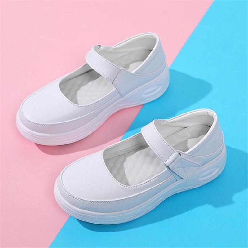 Fashion Genuine Leather Nurse Shoes Women Soft Soles Breathable and Not Tired Feet Deodorant Comfortable Non Slip Hospital Nurse Shoes