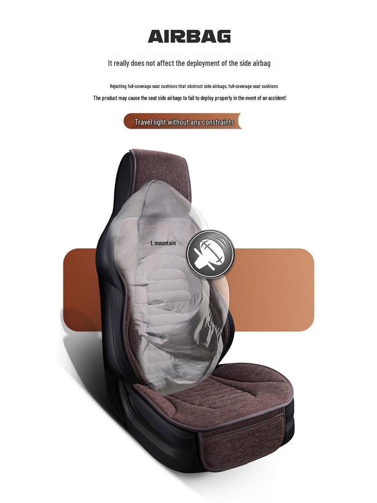 Universelles Vier-Jahreszeiten Leinen Autositzkissen - Atmungsaktiv, Halbumschließende Satteldecke für den Sommer