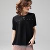 Wudao Light Luxury Pleated Beaded Round Neck Short Sleeve T-Shirt