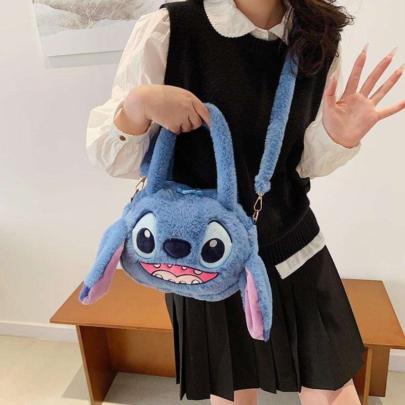 Stitch Plush Shoulder Bag Made Of Soft Material With Inner Pocket For Casual Use