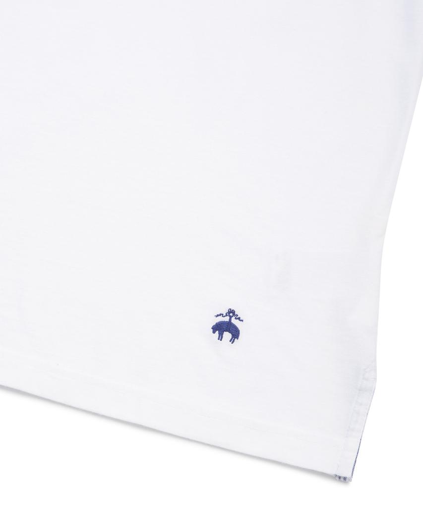 BROOKS BROTHERS Chest Stripe Vintage Polo Shirt (White/Blue) (Bbntmm8732Aem)