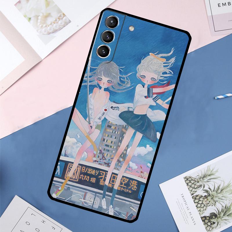 Cartoon Aesthetic Aya Takano Case For Samsung Galaxy S25 Ultra S24 S23 S22 S21 Ultra S9 S10 Plus S23 FE S25 FE Back Cover