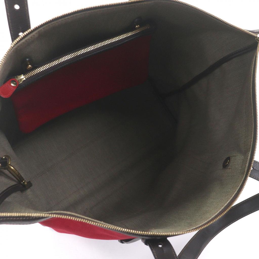 Very Good GHURKA Tote Bag Logo Embossed Large Size Red Canvas Mens Used