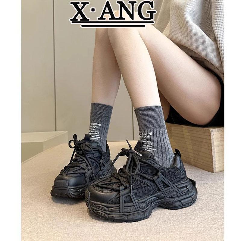 Design dad shoes women's tide spring new thick-soled heightening lightweight casual sports shoes