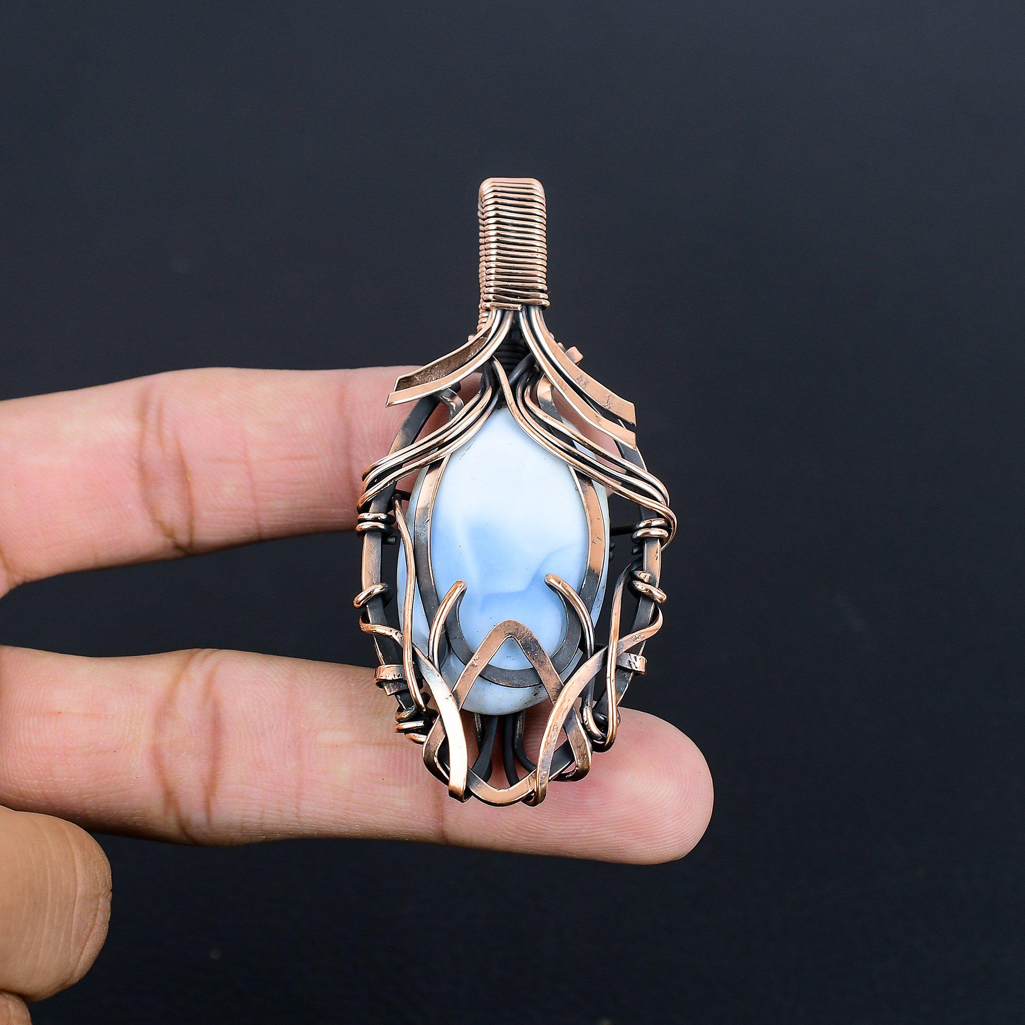 

Подвеска с опалом Оуайхи, Ювелирное изделие, обернутое медной проволокой 999 пробы, Подвеска с драгоценным камнем, Подарок для нее, Изящное ювелирное изделие ручной работы 2.55 Inches