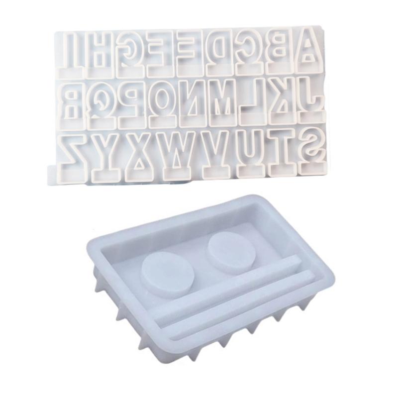 Candle Holder Mold English Letter Candlestick Silicone Mold with 2/3 Holes Base for Making Tealight Candle Holder DIYs