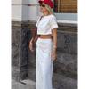 European and American Suit Female Summer Short-Sleeved Casual Top White Two-piece Set Elegant Dress Stylish 2025 Vacation