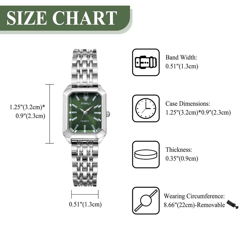 Square Watch with Analog Stylish Quartz Accessory Perfect Gift for Day Women's Bracelet, Silver Display, Waterproof, Watch, Women's - Birthdays,