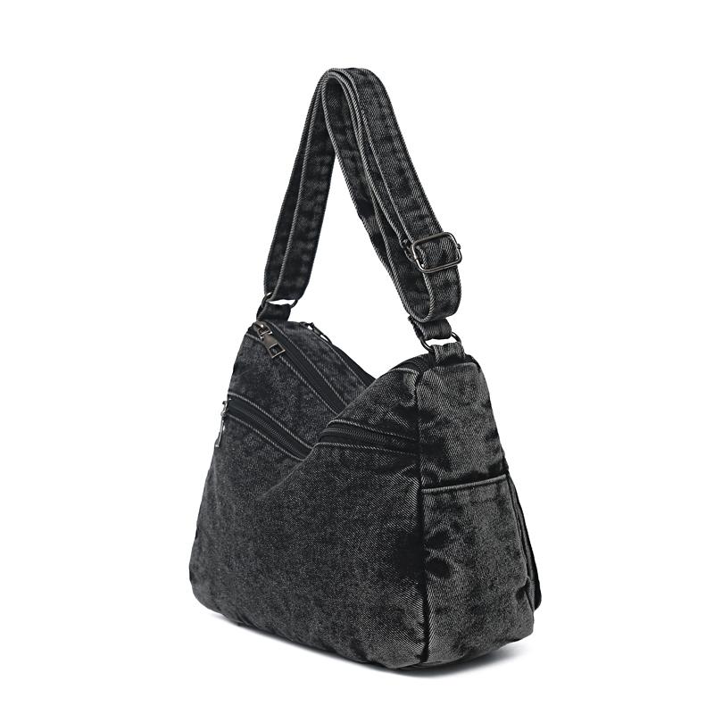 Large Capacity Denim Bag Women's Shoulder Bag Multi-Compartment Crossbody Bag