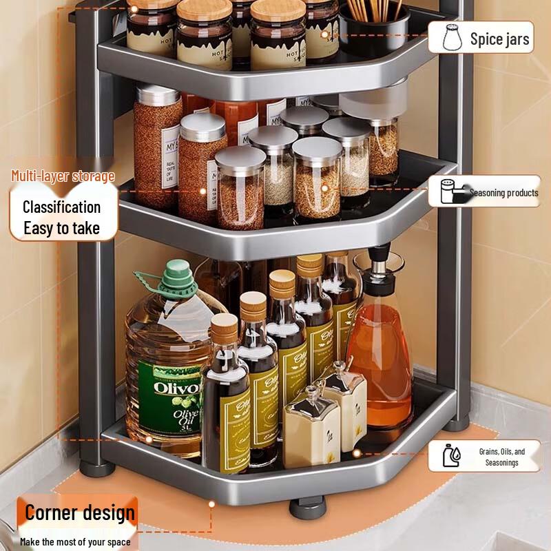 Yingbai 3-Layer Corner Spice Rack with Knife Holder
