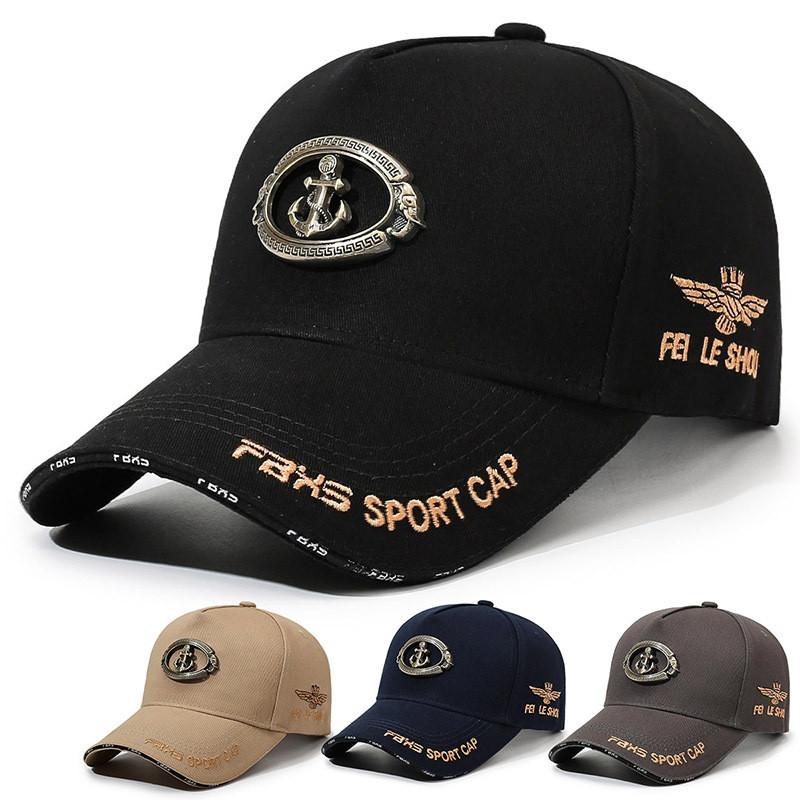 Mens Casual Baseball Cap With Embroidered Anchor For Outdoor Sun Protection