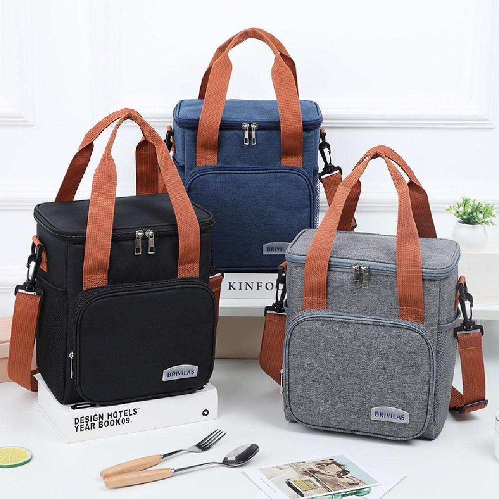 Leakproof Double Deck Lunch Cooler Bag Lightweight Picnic Tote Bag Food Storage Bag  School