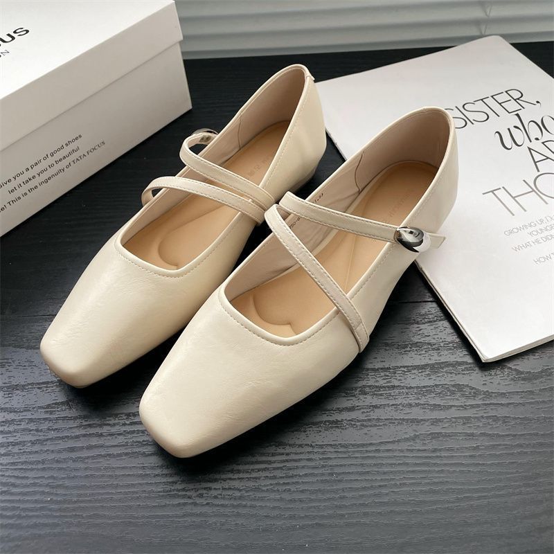 Single Shoe Women's 2025 New Super Foreign Comfortable and Versatile with Skirt One Pedal Soft Sole Square Head Mary Jane Women's Shoes