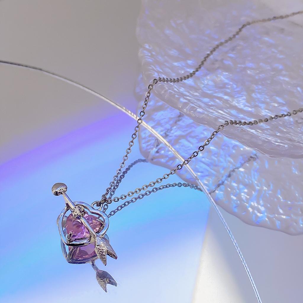 JWER Trendy Bling Moonstone Star Cross Pendant Necklace for Women Punk Hip Hop Star Chain CrystalNecklace Party Jewelry Gift