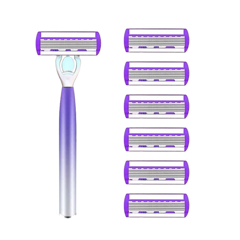 Razor Classic 6 Edge Safety Razor for Mens Shaving&Womens Hair Removal 27 Shaving Blades Manual Shaver Safety Razor