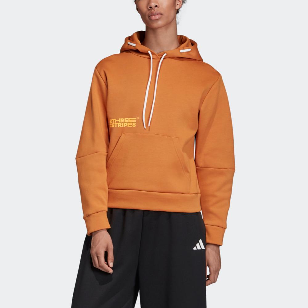 Adidas Teccop Letter Pattern Comfortable Soft Hoodie Women hoodies Orange EA0344