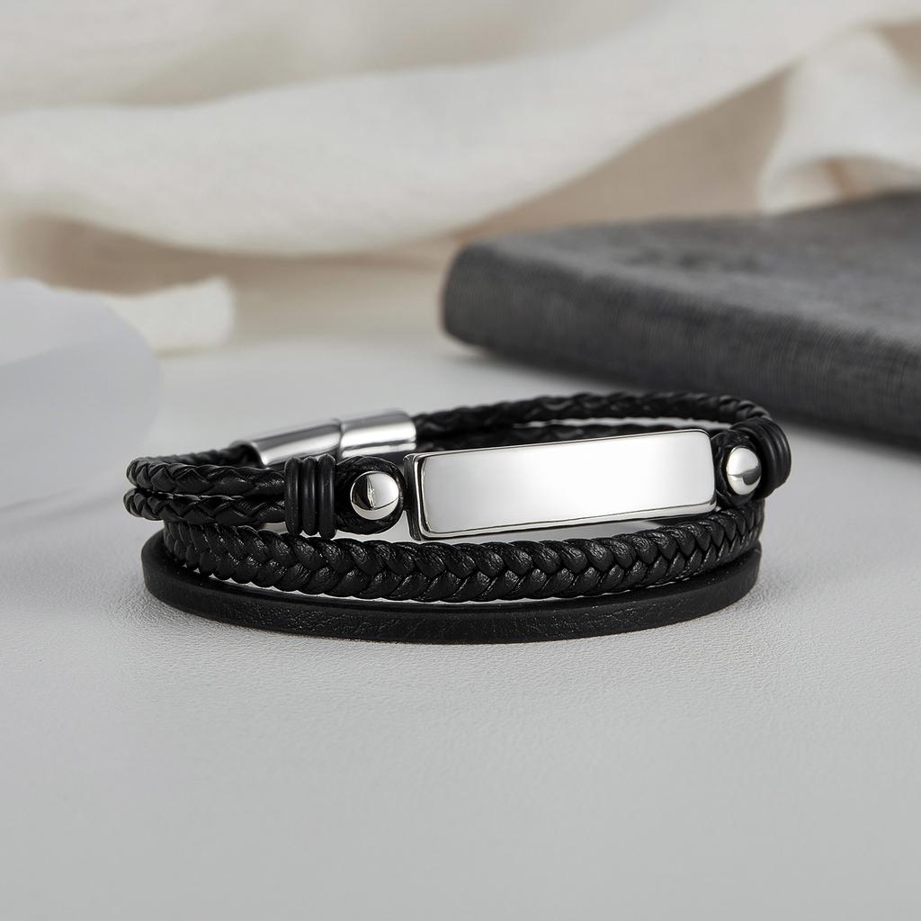 Leather Rope Bracelet Y2k Style Bracelets Black Hand Accessories for Man Stainless Steel Jewelry Thailand ALN25122978