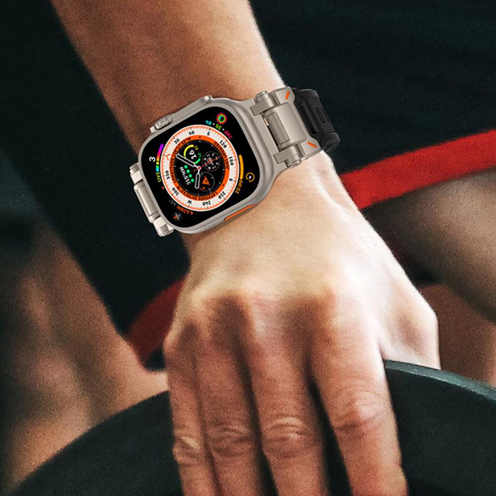 Bracelet Pour Apple Watch Ultra 2 Bande 49mm 45mm 44mm 42mm 44 mm Robuste métal+Silicone Bracelet correa iWatch Series 9 6 5 4 7 8 SE