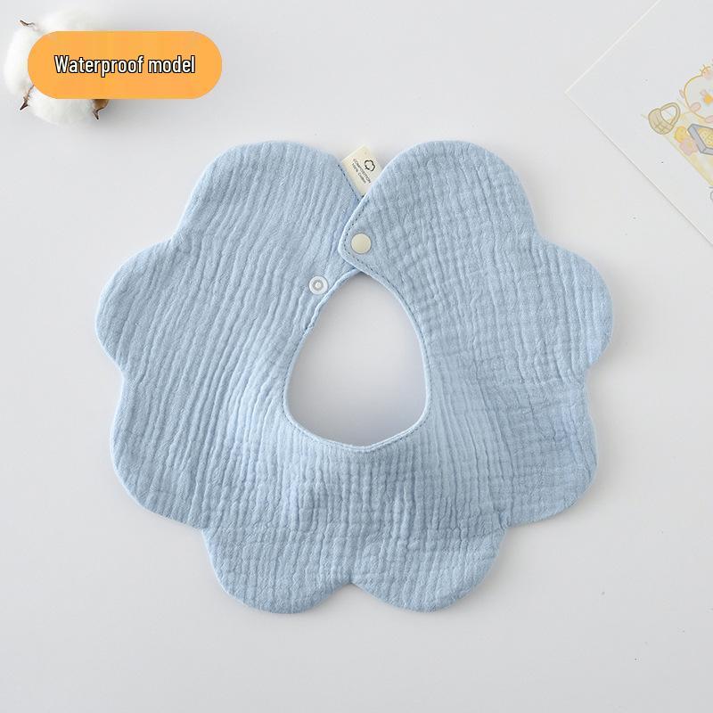 

Korean Style Double-Sided Waterproof Petal Bib - Pure Cotton Gauze Baby Towel