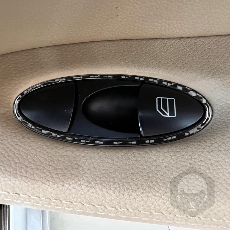 For Mercedes-Benz CLS C219 2004-2009 Real Carbon Fiber Sticker Door Lift Button Panel Trim Frame Car Accessories Decorative
